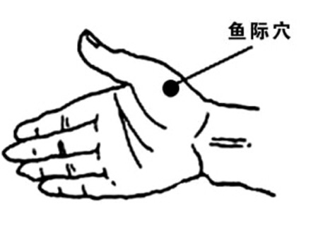 魚際穴→治發(fā)熱、咳嗽