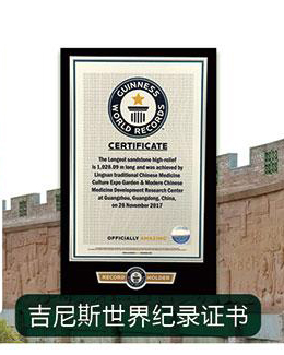 熱烈慶祝中醫(yī)藥歷史文化浮雕景觀長廊獲吉尼斯世界紀錄證書！
